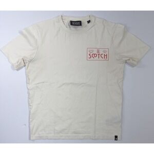 Scotch & Soda Amsterdam Graphic T Shirt Mens Medium Cream Short Sleeve